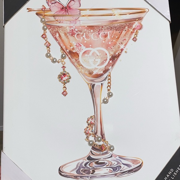 GG Wine Glass with Pearls Wall Art - Picture 2 of 4